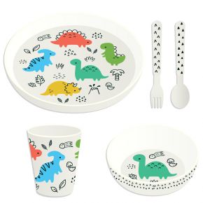 Ensemble 2 assiettes enfant Dinosaures - Porcelaine des Pins
