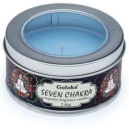 Bougie à la Cire de Soja dans Boîte en Etain Goloka - Sept Chakras