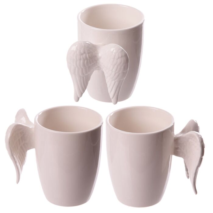 Mug en céramique blanc - Anse ailes d'ange blanches