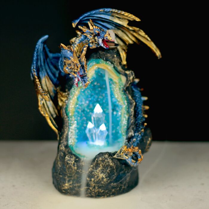 Brûleur d'Encens LED à Refoulement Reflux Backflow - Dragon avec Cave de Cristal