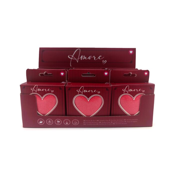 Bombe de Bain Cœur à la Fraise dans sa boîte cadeau - Amore 