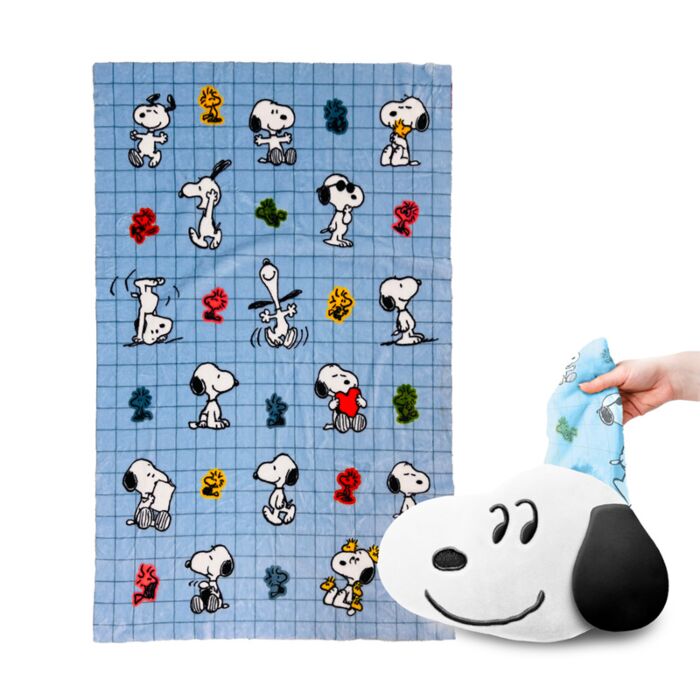 Coussin de voyage et couverture Blankeazzz 2 en 1 - Peanuts Snoopy & Woodstock 