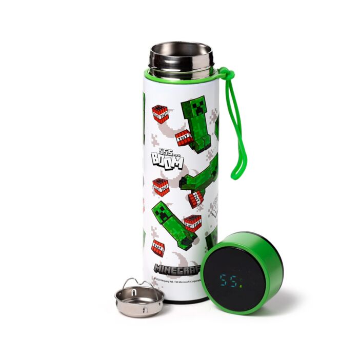 Gourde Isolée en Acier Inoxydable avec Thermomètre Digital - Minecraft 555 BOOM 