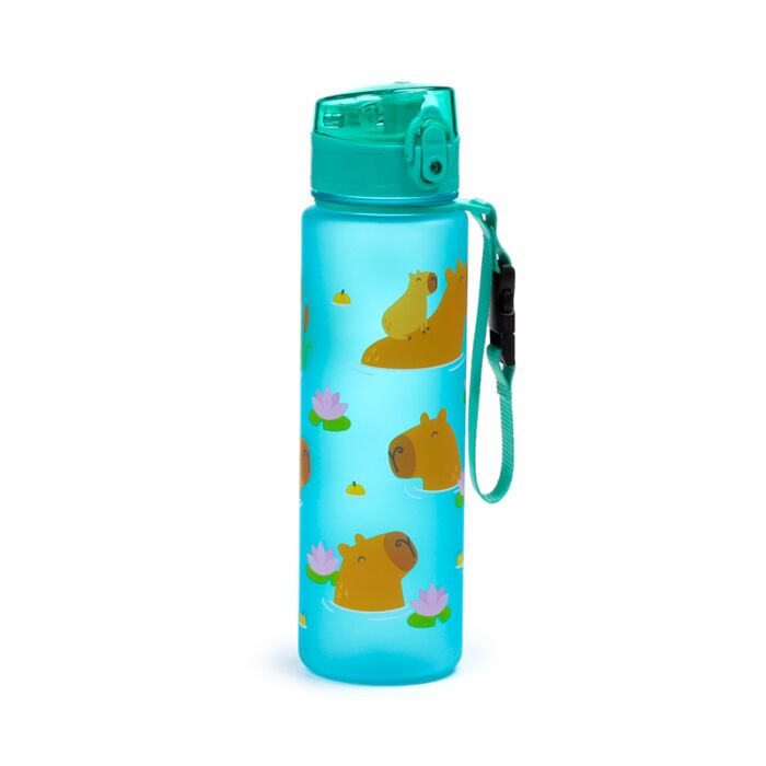 Gourde 600ml en Plastique Renforcé avec Couvercle à Bouton-poussoir - Capybara 