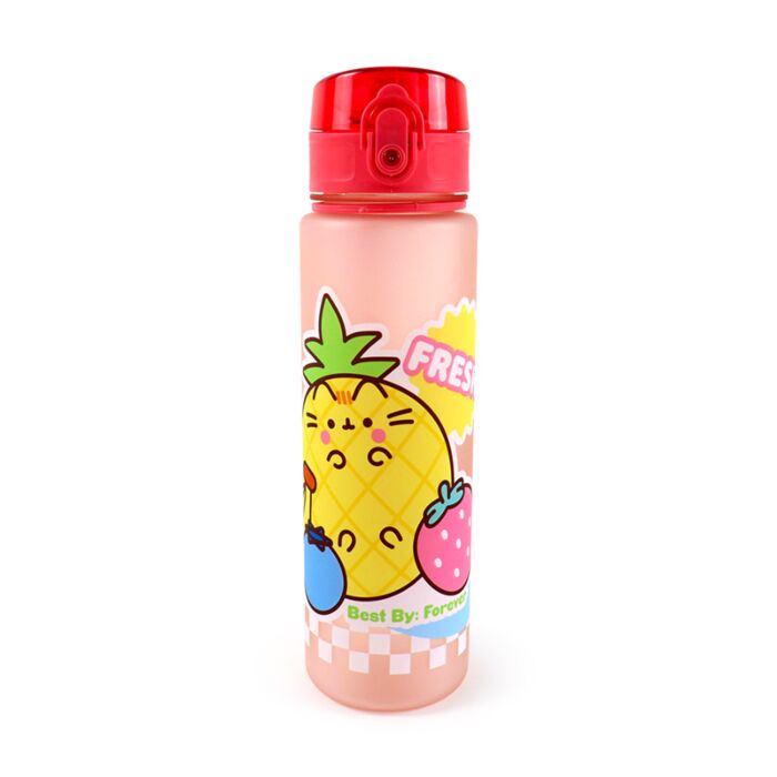 Gourde 600ml en Plastique Renforcé avec Couvercle à Bouton-poussoir - Pusheen le Chat Fruits 
