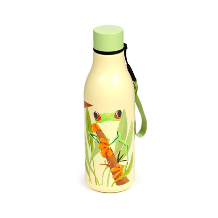 Gourde Isolée 500ml en Acier Inoxydable pour Boissons Chaudes ou Froides - Grenouille Tropicale