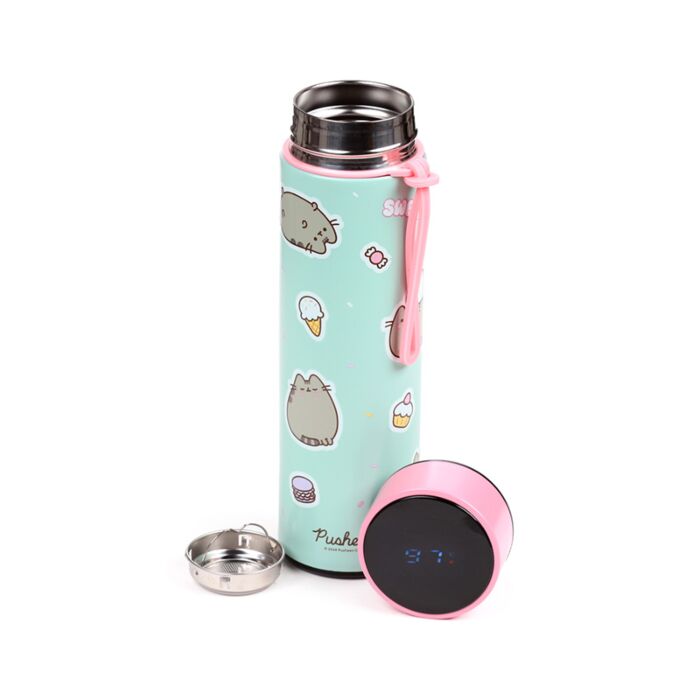 Gourde Isolée en Acier Inoxydable avec Thermomètre Digital - Pusheen le Chat Bonbons 