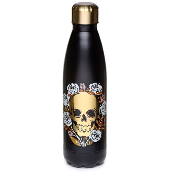 Gourde Isolée 500ml en Acier Inoxydable pour Boissons Chaudes ou Froides Skulls and Roses - Crâne