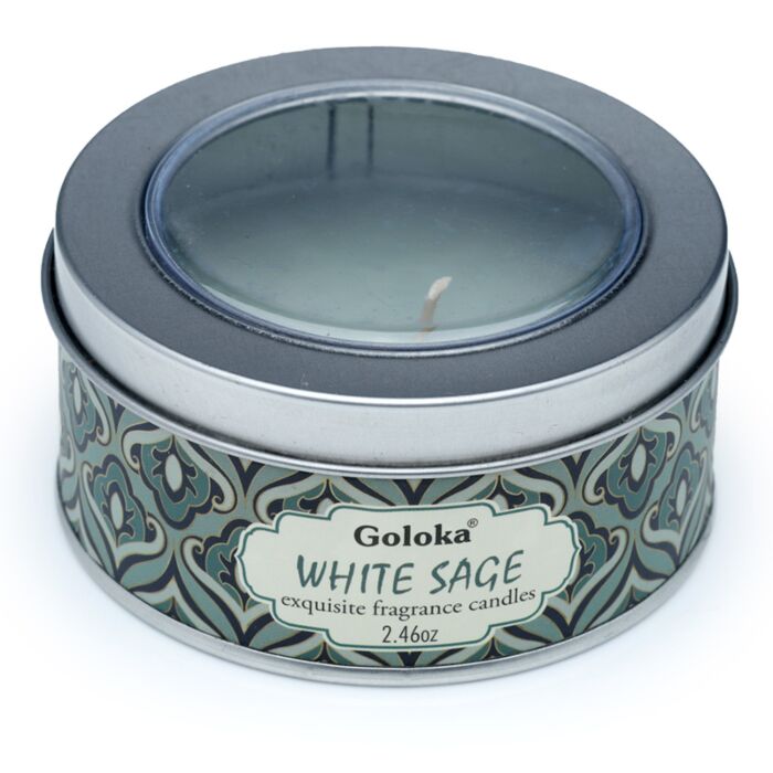 Bougie à la Cire de Soja dans Boîte en Etain Goloka - Sauge Blanche