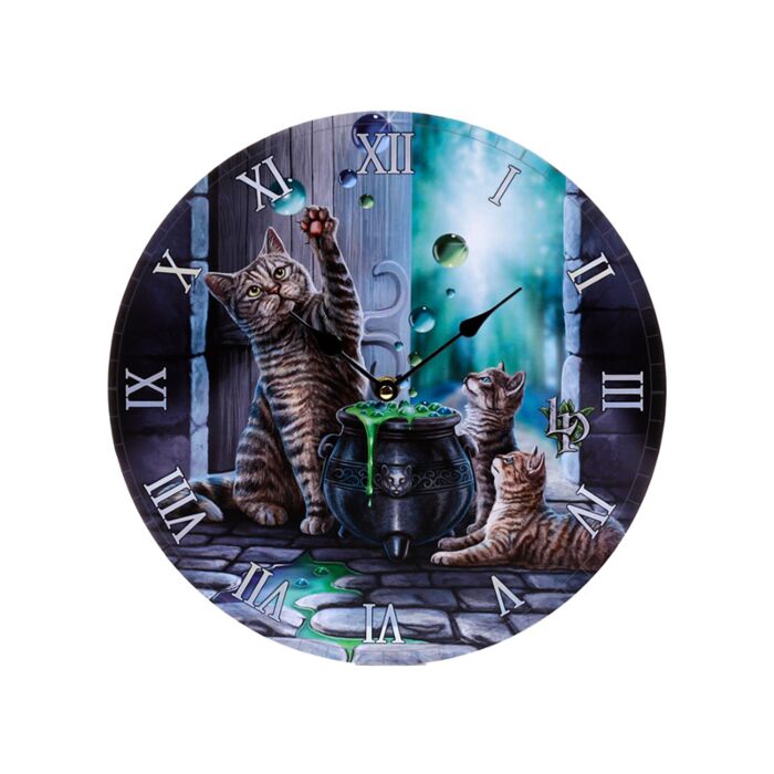 Horloge Lisa Parker - Chat et Chatons jouant avec des Bulles