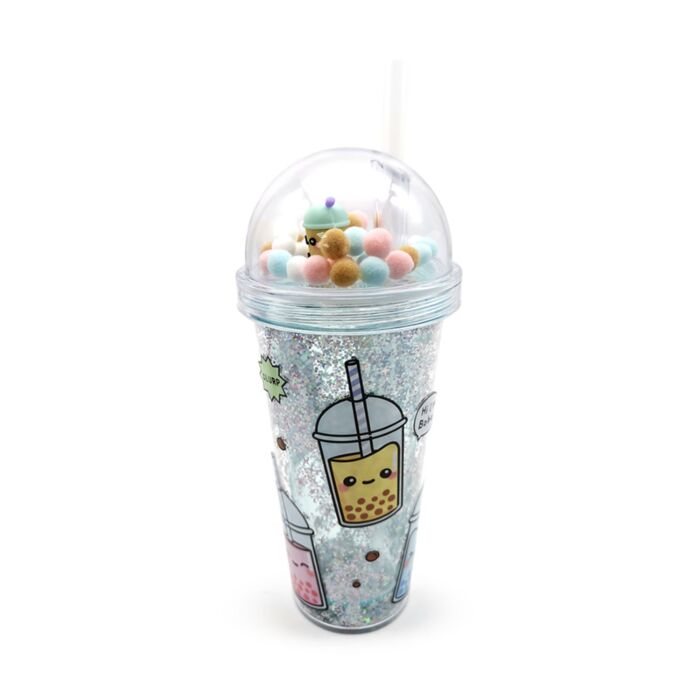 Gobelet Double-Paroi incassable avec paille et charmes - Foodiemals Bubble Tea
