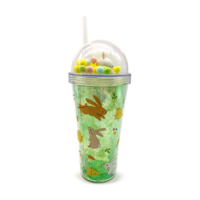 Gobelet Double-Paroi incassable avec paille et charmes - Springtime Printemps