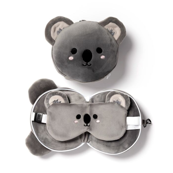 Coussin de Voyage Relaxeazzz Peluché 2-en-1 avec Masque Yeux - Koala