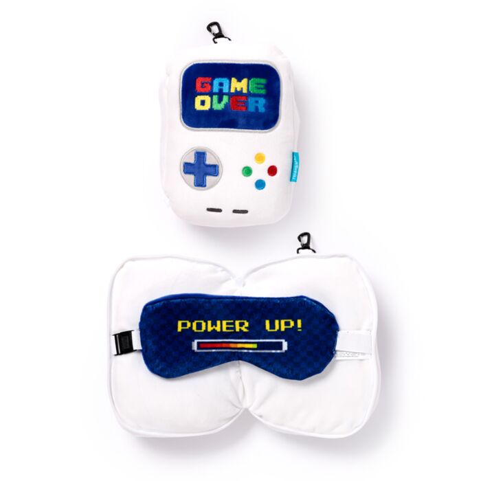 Coussin de Voyage Relaxeazzz Peluché 2-en-1 avec Masque Yeux Game Over - Console de Jeu Vidéo