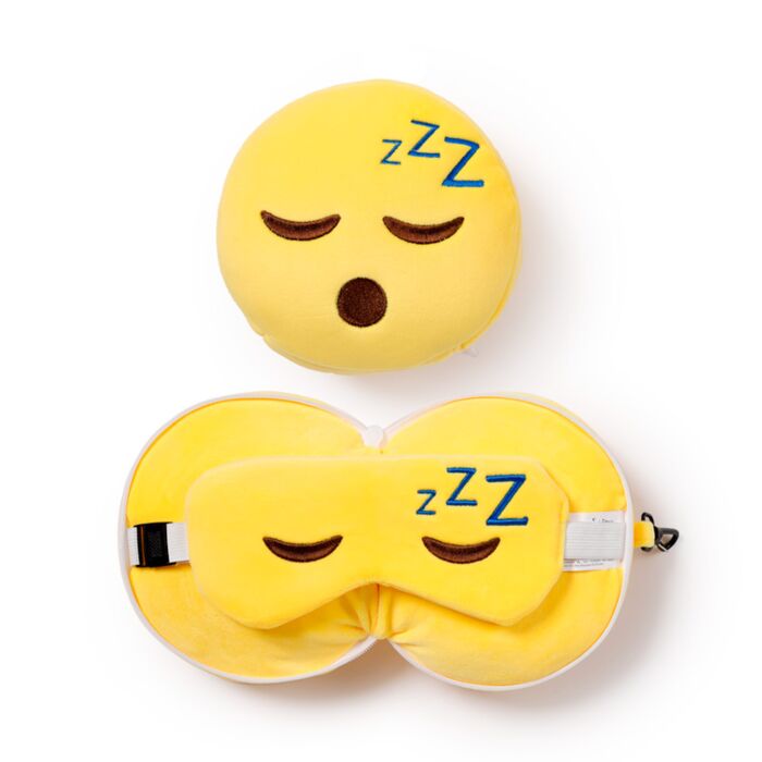 Coussin de Voyage Relaxeazzz Peluché 2-en-1 avec Masque Yeux - Snoozie, le Fatigué