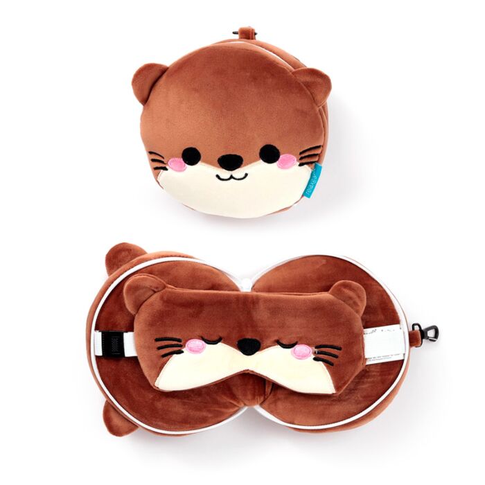 Relaxeazzz Adoramals Henry la Loutre Coussin de voyage 2 en 1