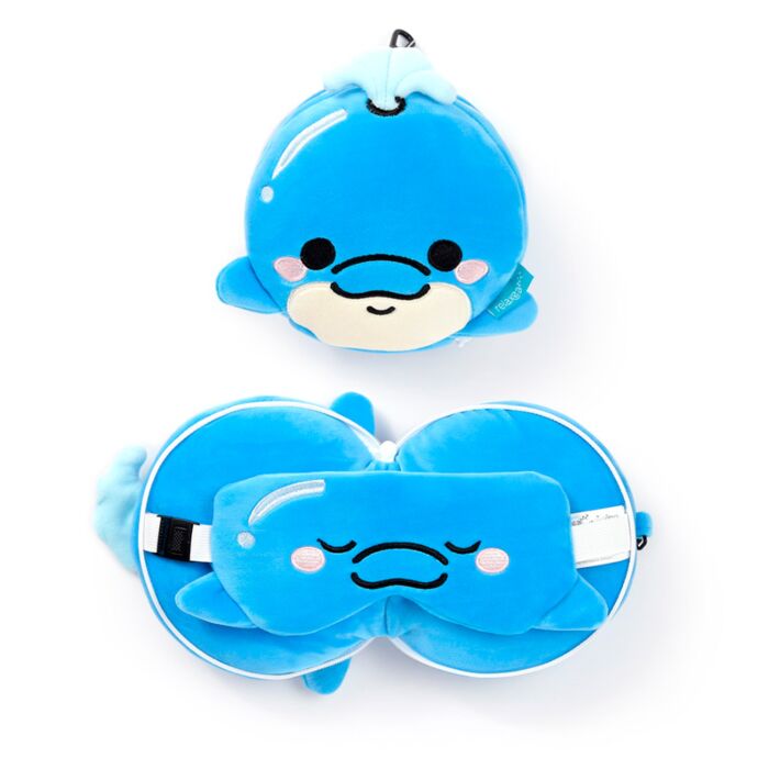Relaxeazzz Adoramals Blu le Dauphin Coussin de voyage 2 en 1