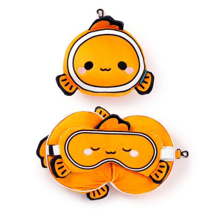 Relaxeazzz Adoramals Finley le Poisson Clown Coussin de voyage 2 en 1