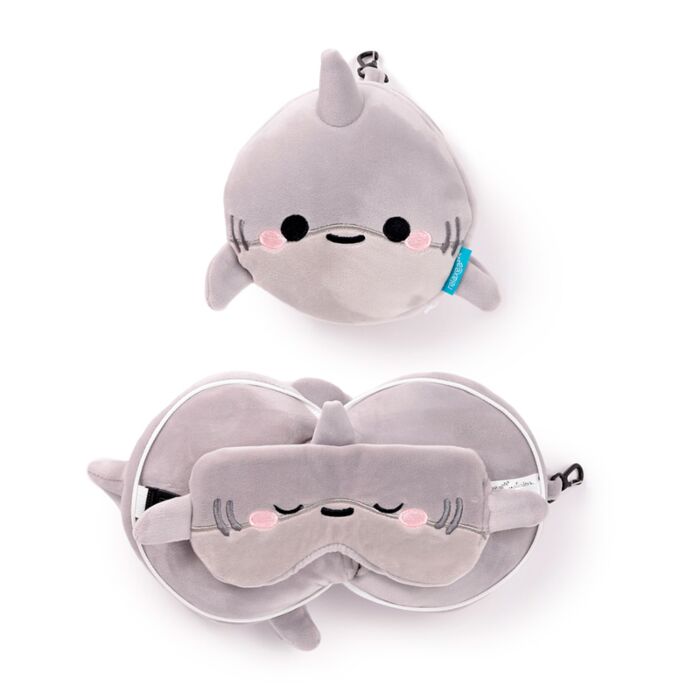 Relaxeazzz Adoramals Archie le Requin Coussin de voyage 2 en 1