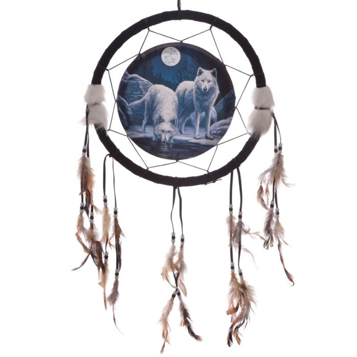 Attrape-rêves 33cm - Loups guerriers de l'hiver par Lisa Parker