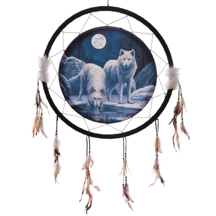 Attrape-rêves 60cm -Loups guerriers de l'hiver par Lisa Parker
