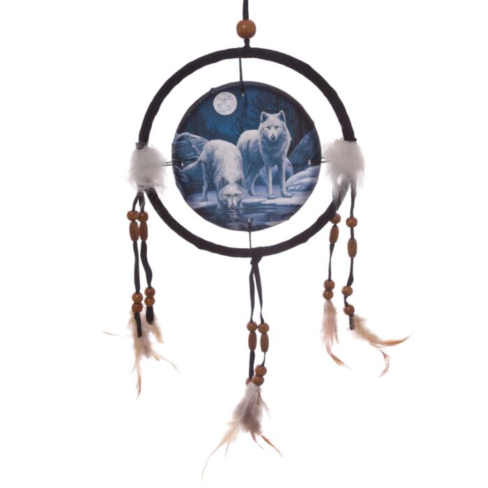Attrape-rêves 16cm - Loups guerriers de l'hiver par Lisa Parker