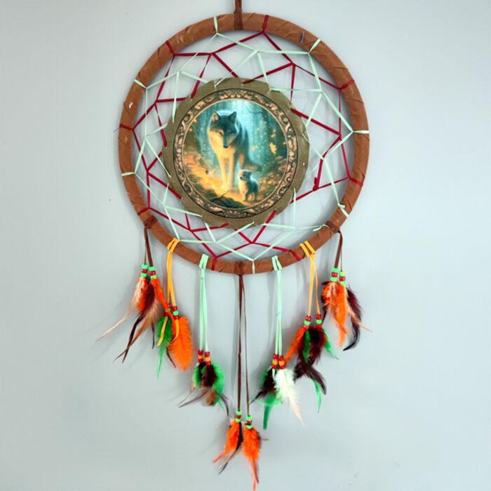 Attrape-rêves Loup & Ourson 33cm