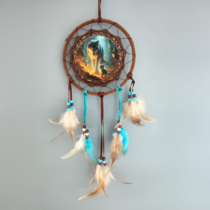 Attrape-rêves Loup et Ourson 16cm