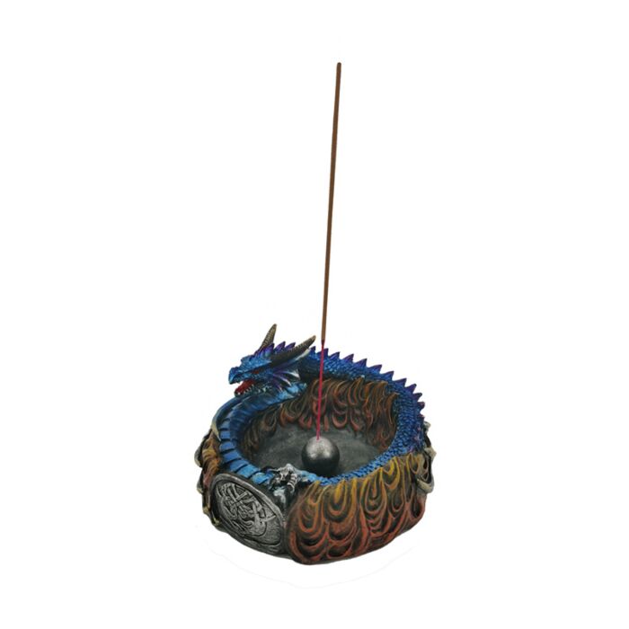 Brûleur d'Encens Attrape-cendre pour Bâtons & Cônes Dragon Bleu Cercle de Feu - Dark Legends 