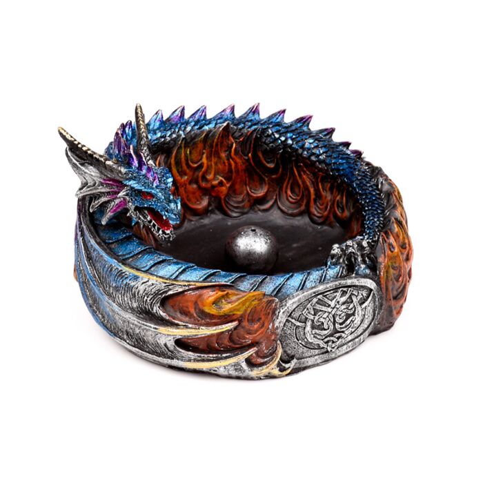 Brûleur d'Encens Attrape-cendre pour Bâtons & Cônes Dragon Bleu Cercle de Feu - Dark Legends 
