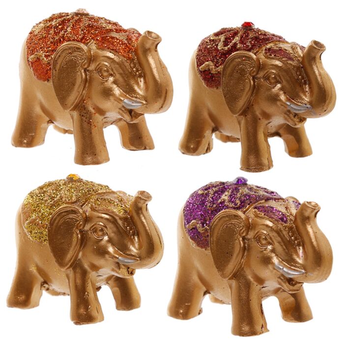Mini Eléphant Porte-Bohneur A Collectionner Pailleté Métallique