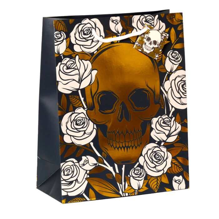 Sac Cadeau Métallique Skulls & Roses - Crânes (Grand)