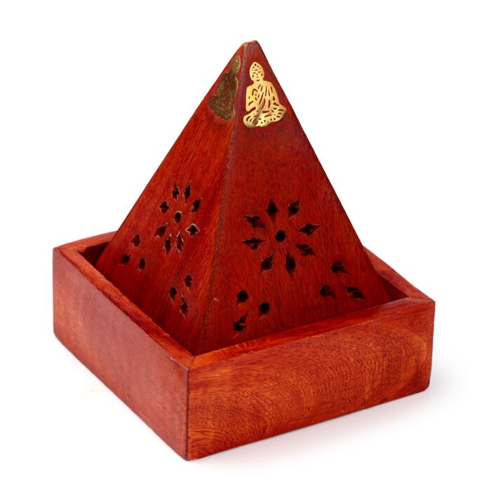 Brûleur d'Encens pyramidal Boudha en Bois de manguier