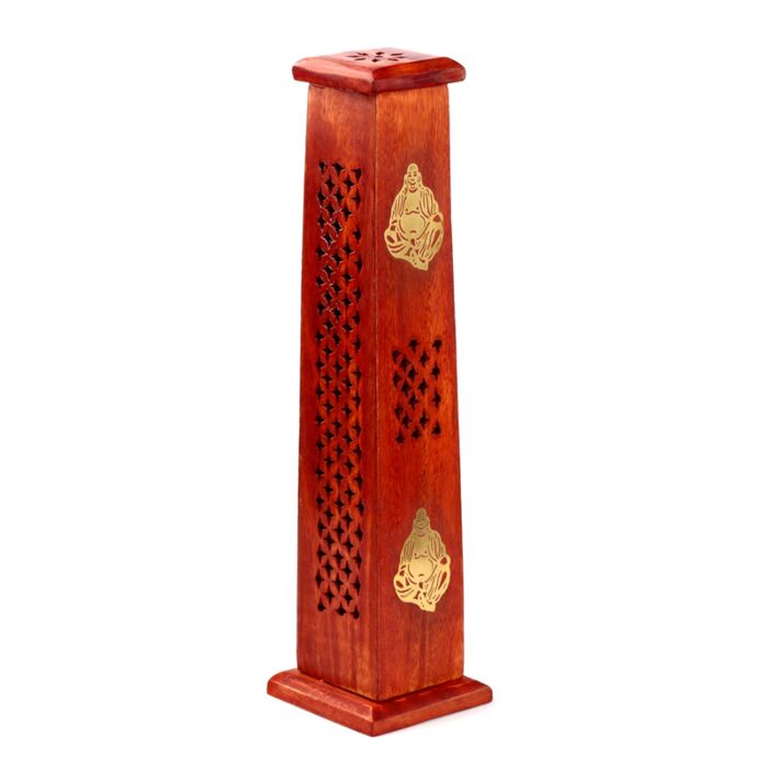 Tour Porte Encens Attrape-cendres en Bois de manguier - Boudha chinois