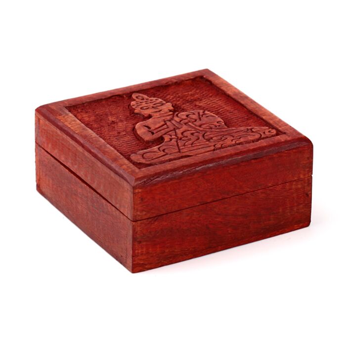 Boîte à bijoux En Bois de Manguier Boudha Thailandais sculpté