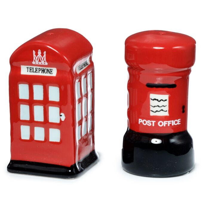 Lot de Poivrière & salière en Céramique London Icons - Boîte aux Lettres & Téléphone de Londres Angleterre
