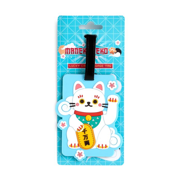 Etiquette à Bagage PVC - Maneki Neko Chat Porte Bonheur