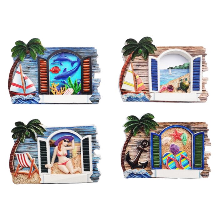 Aimant Souvenir 3D Bord de Mer - Panorama Volets fermés