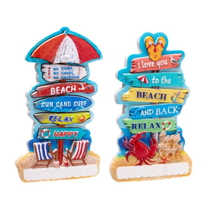 Aimant Souvenir 3D Bord de Mer - Panneaux Plage