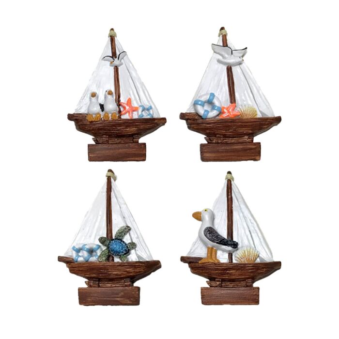 Aimant Souvenir - Bord de Mer Voilier avec Oiseaux & Animaux marins