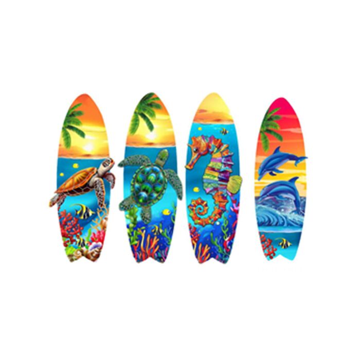 Aimant Souvenir 3D - Planche de Surf Couché de Soleil