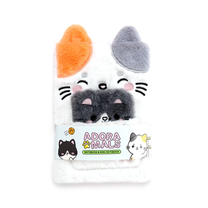 Bloc-notes Peluché avec Mini Bloc-notes dans poche - Adoramals Lola la Minette 