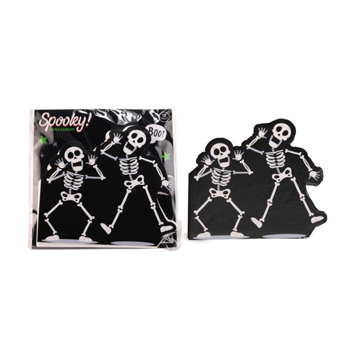 Lot de 12 Serviettes en Papier 3 plis - Halloween Squelette