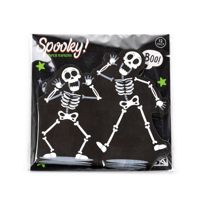 Lot de 12 Serviettes en Papier 3 plis - Halloween Squelette