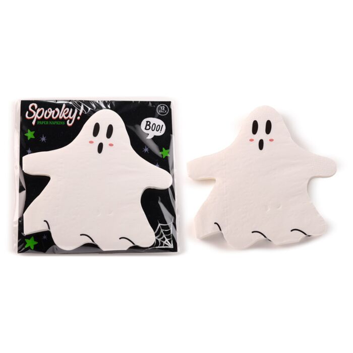 Lot de 12 Serviettes en Papier 3 plis - Halloween Fantôme 