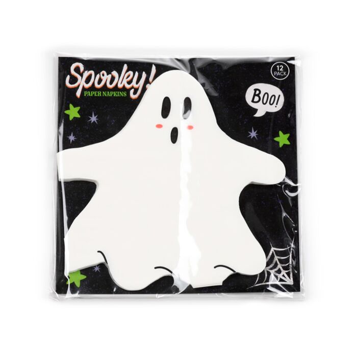 Lot de 12 Serviettes en Papier 3 plis - Halloween Fantôme 