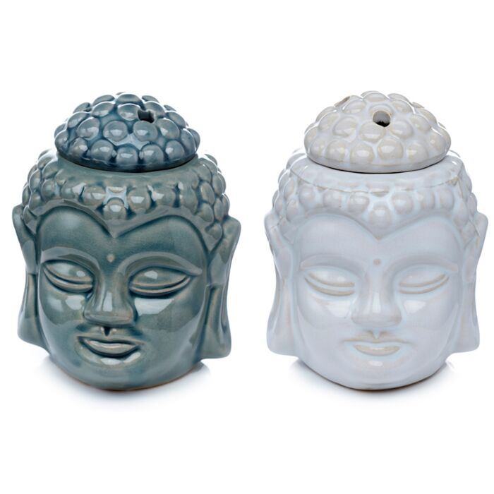 Brûleur A Huile Verni Craquelé Tête De Buddha Thaï