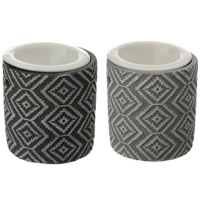 Bruleur à Huile en Béton Gris avec Coupelle en Céramique