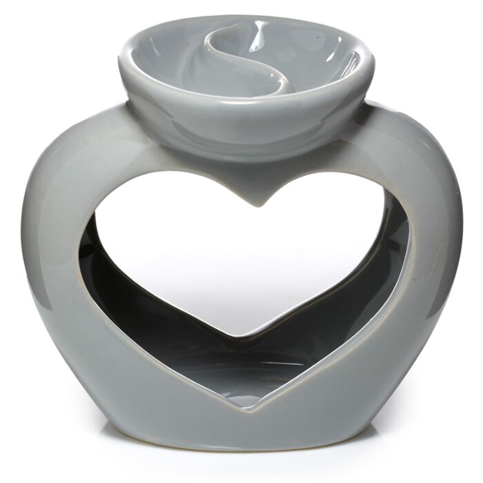 Brûleur à Huile et Fondant de Cire avec Séparation - Gris à Forme de Coeur