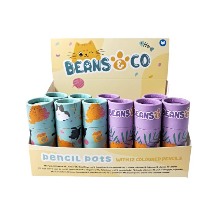 Pot à 12 Crayons de Couleur - Beans & Co Chats 